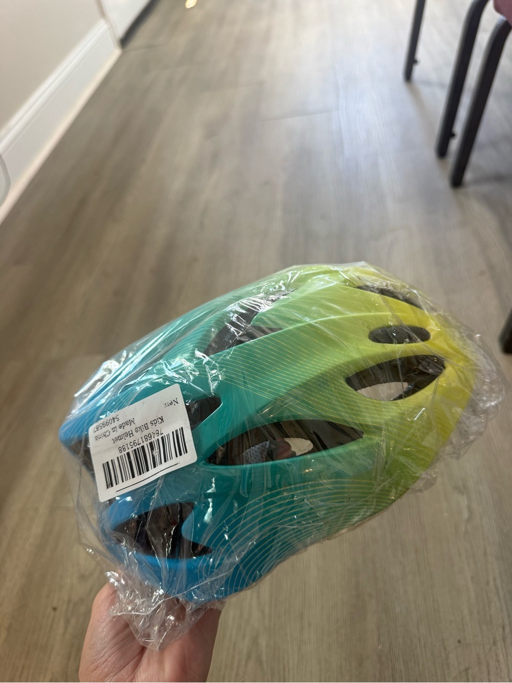 Gradient Blue to Lime Bike Helmet